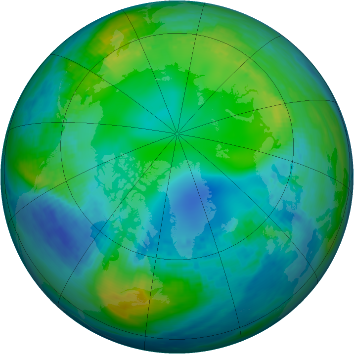 Arctic ozone map for 13 November 1990